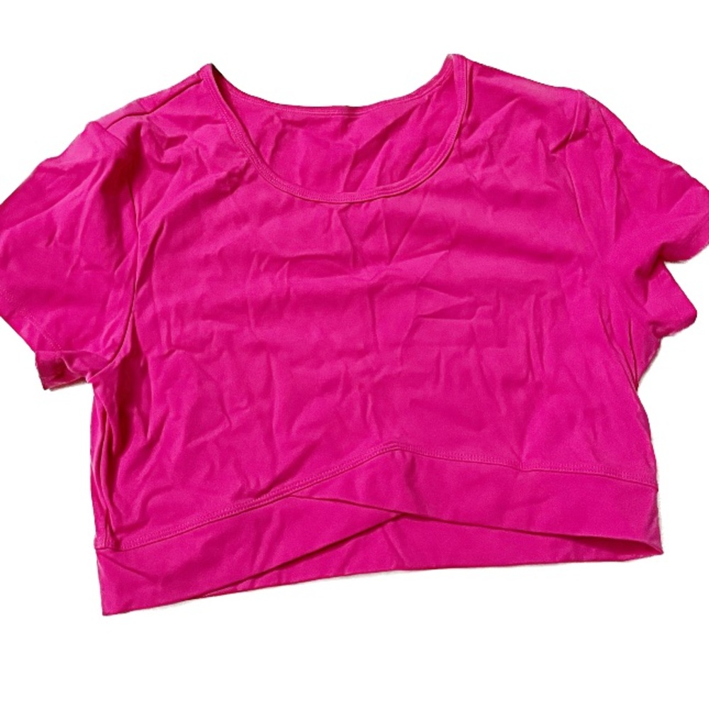 HALARA ✨ hot pink Softlyzer  Plush Crossover Hem Cropped Sports top - Picture 4 of 4